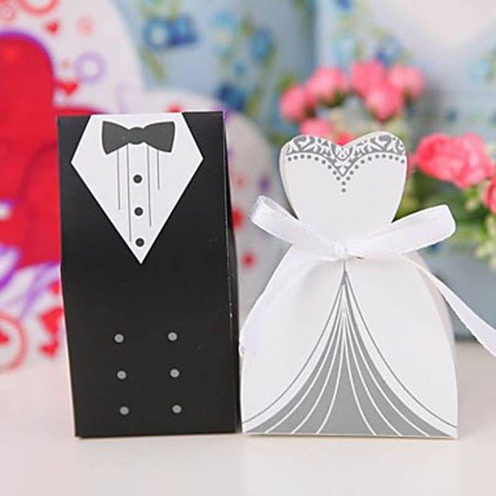 New Tuxedo Dress Gift Ribbon Candy Boxes Groom Bridal Favor Gift Wedding Party