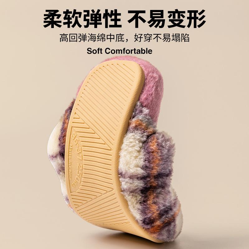 2025 new plush cotton slippers winter home indoor warm shoes non-slip thick-soled cotton slippers