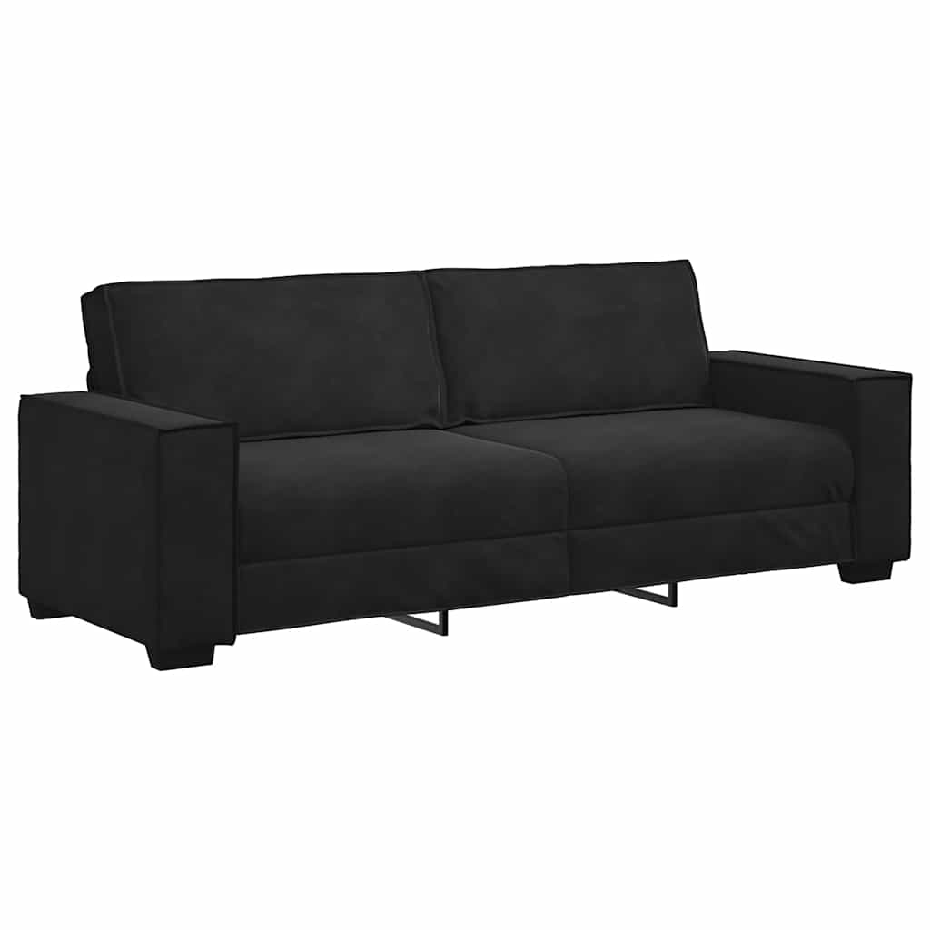 3 Seater Sofa Black 220 x 78 x 84 cm Velvet