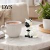 Small Spooky Decoration Mummy Black Cat Resin Figurine, Halloween Kitten Statue with Big Eyes & Wrapped Bandages, Desktop Ornament Cute Desk Shelf for