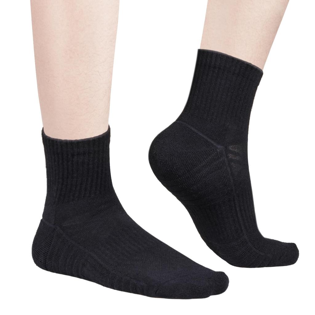 YUEDGE Black Athletic Socks for and Cushioned Cotton Quarter Socks for Commuting and Sizes Men's Golf, Tennis, Fitness, Training, Running.