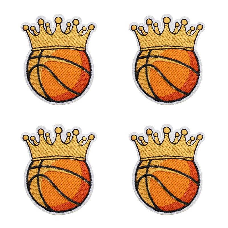 10pcs Wholesale Sports Theme Embroidered Patches On Clothes Jackets Cartoon Basketball Decoration Iron On Patches For Clothing 
