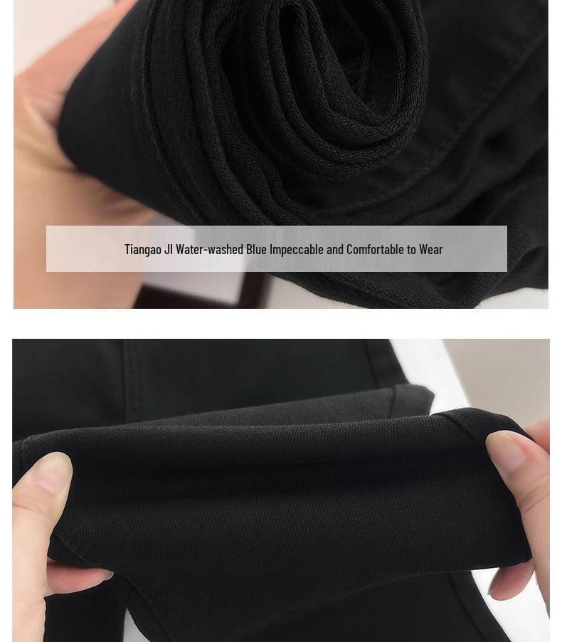 Women’s High Waist Black Micro Flare Jeans - Spring 2026, Stretchy, Slimming, Versatile, Petite Horseshoe Flare Design.
