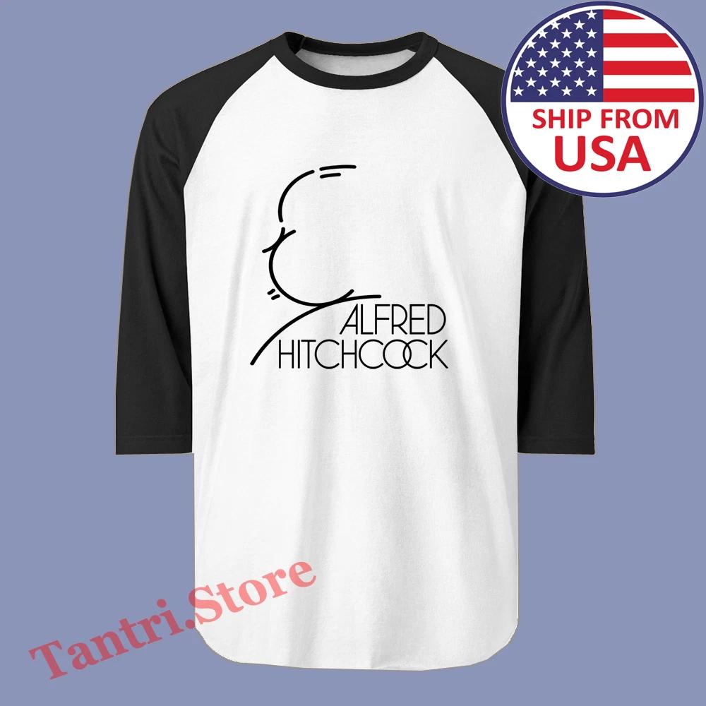Alfred Hitchcock Crime Master Men s Raglan White Black Size S to 2XL XL