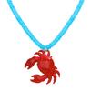 Childishness Crab Beaded Pendant Necklace Handmade Ocean Style Neck Chain Crab Necklace  Girls