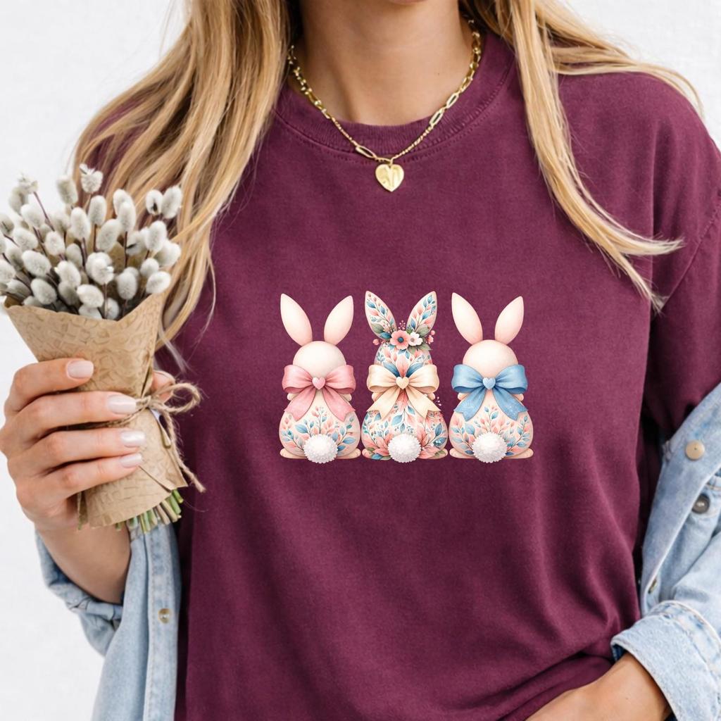 Comfort Colors Easter Bunny Shirt, Cute Easter Bunny Shirt, Floral Easter Bunny tee, Christian Easter Bunny Tee, Easter Bunny T-Shirt