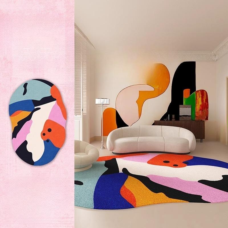 Dopamine Pink Fluffy Carpet Thick Soft Irregular Plush Rug For Living Room Bedroom Lounge Floor Mat