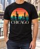 Chicago Skyline T-Shirt, Vintage Sunset Design, Illinois Travel Gifts, Windy City Architecture, Urban Vacation Souvenir, Birthday, Christmas