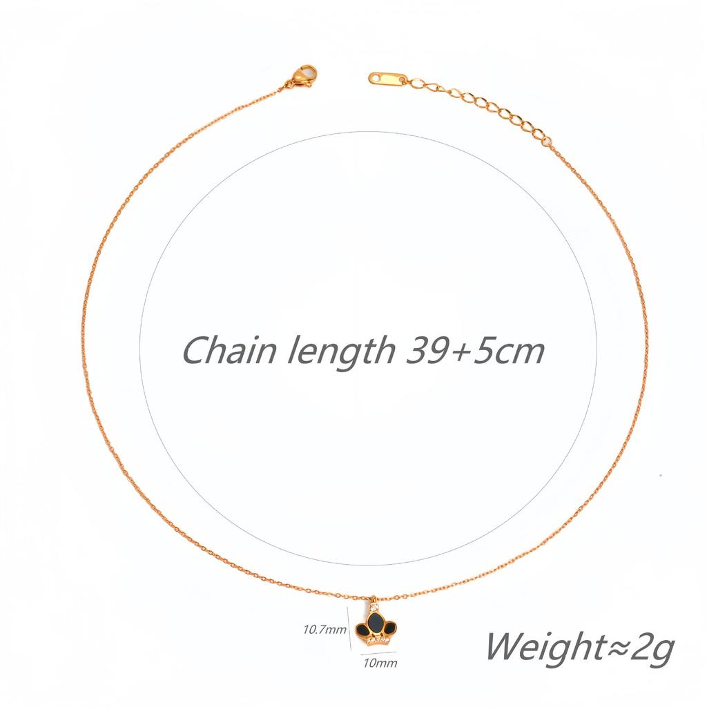 Titanium Steel Rose Gold Collarbone Chain Black And White Shell Crown Pendant Necklace Female Niche Versatile