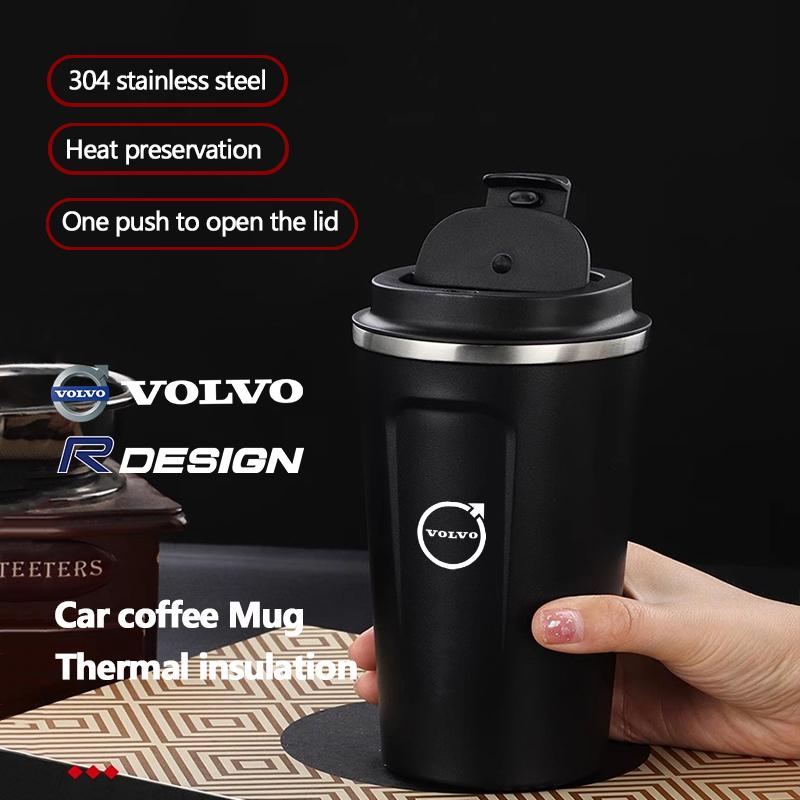 380ML Car Thermos Mug Tea Water Coffee Travel Cup For Volvo ES90 EC40 EX40 EM90 XC90 V90 V60 XC60 V40 S80 S60 S90 C40 XC40 V70 X asc256