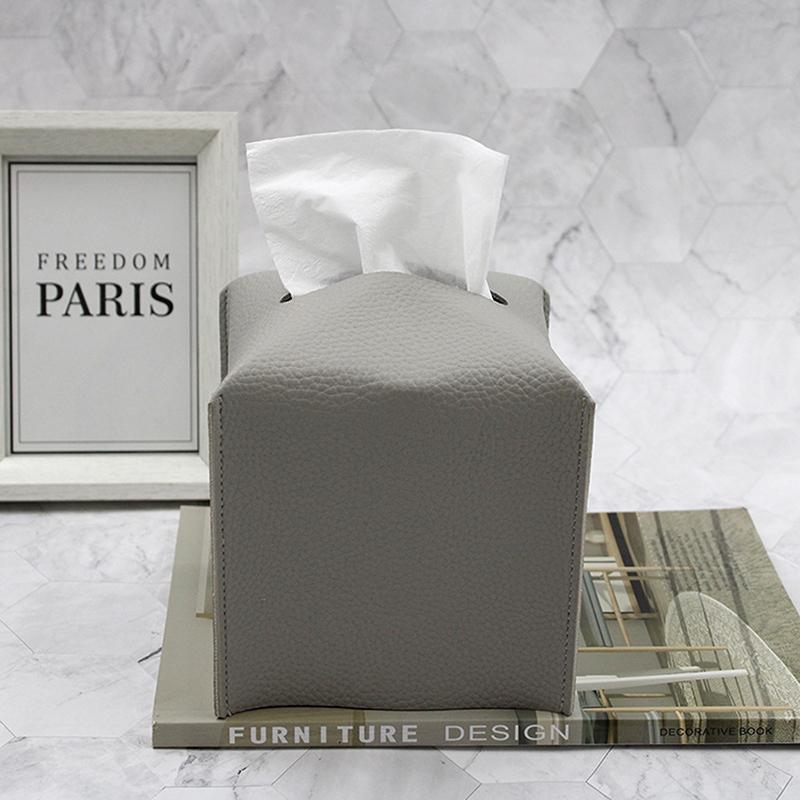 Modern Pu Leather Square Tissue Box Holder Tissue Box Cover Decorative Holder Organizer For Bathroom Bedroom Office Desk Car