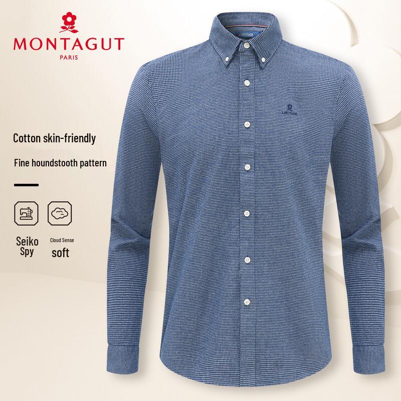 MONTAGUT Men s Houndstooth Long-Sleeve Shirt 3XL
