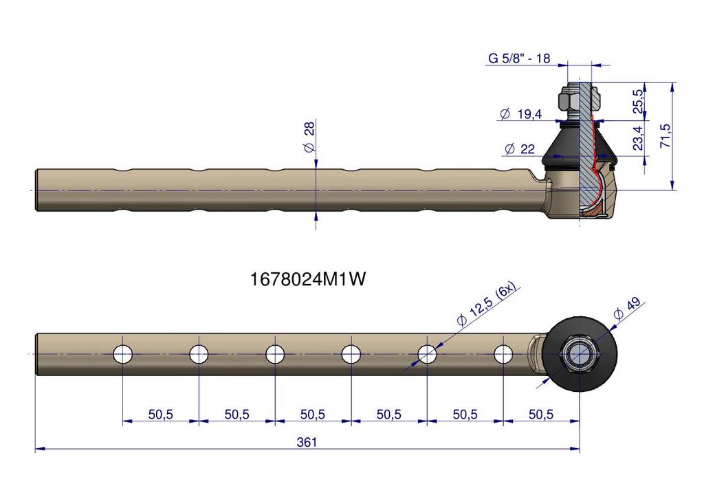 Upper Steering Joint 1678024M1 WARYŃSKI