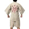 [Edoten] [Our Original!] Shijira-woven Jinbei with Japanese Pattern (Beige/Off-White) (M, Rounded Shades, Off-White)