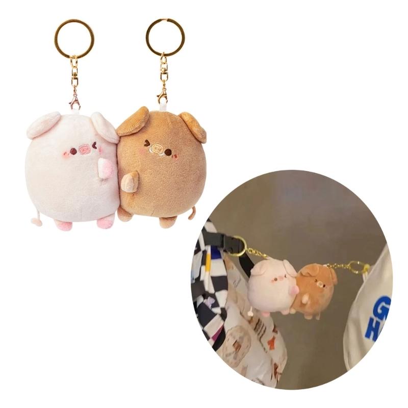 1 Paar Plüsch-Magnetisches Partner-Schwein Schlüsselanhänger Niedliches Plüschtier Kawaii-Mädchen Weihnachtsgeschenk Personalisierter Magnet Rucksackanhänger