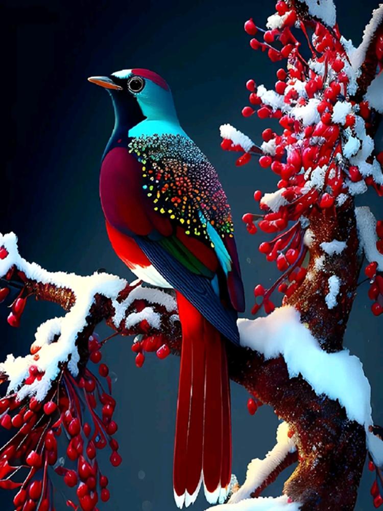 

Новый 5D DIY алмазная живопись красочные птицы павлин снежный пейзаж горный хрусталь мозаика вышивка крестиком Алмазный комплект ручной работы Full Round 20x30CM