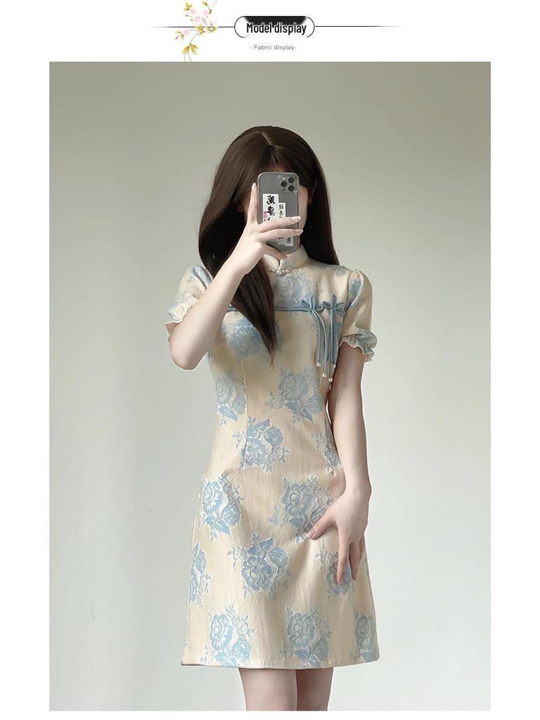2025 Sommer Midilanges Spitzen-Cheongsam-Kleid: High-End Rock im chinesischen Stil für Damen