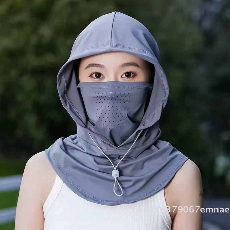 [ZYAS]Fashion Anti-UV Ice Silk Sun Hat Adjustable Breathable Sunscreen Hat With Shawl Quick Drying Sunshade Cap Outdoor Sports
