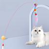 Kattleksak Fiskespö för katter, Fjäderleksak för katter Kattleksak, Hög slitstyrka Tvåfärgad Fjäder Ståltråd Kattpinnleksak