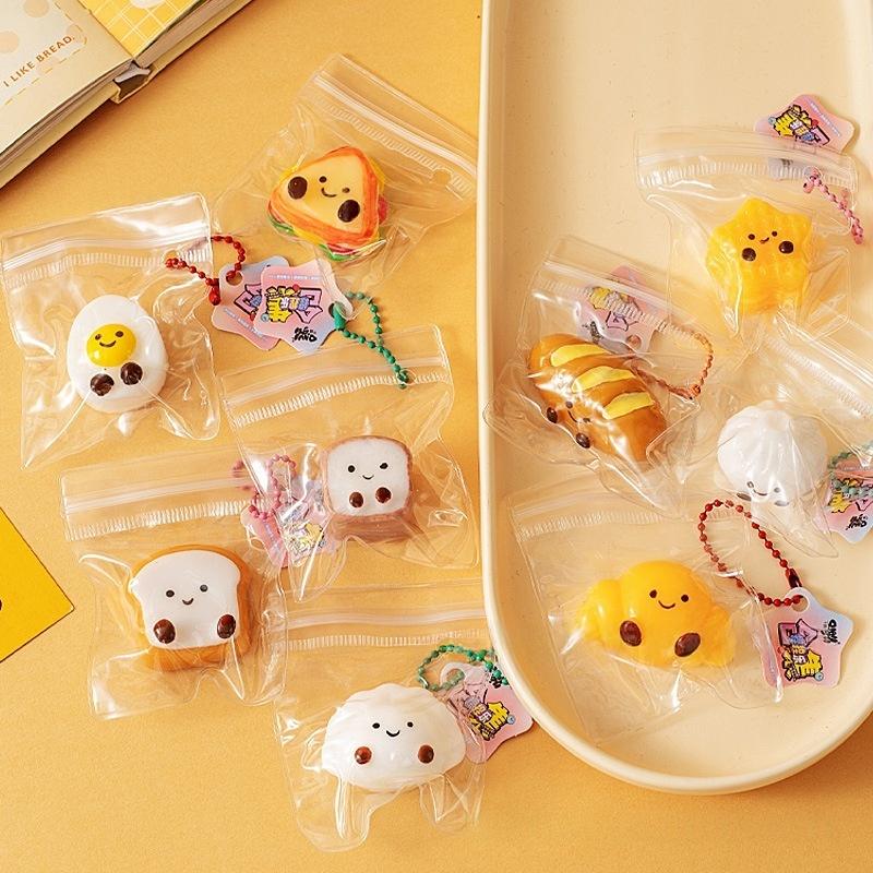 5Pcs Party Favor Gift Bread Dumping Food Stress Relief Squeeze Toys Mini Mochi  Toys Sensory Pinch Fun Keychain Pendant