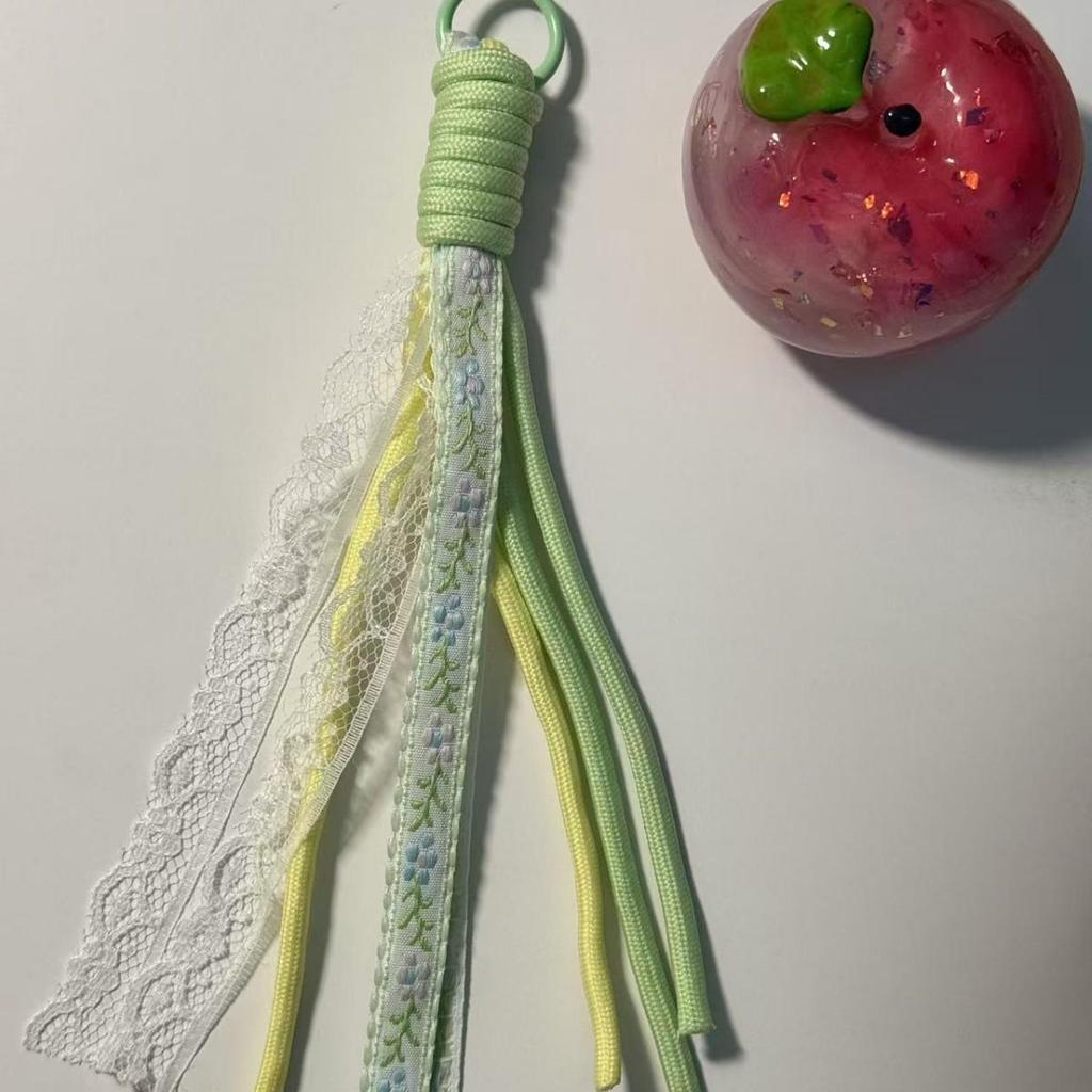 Handmade Colorful Lace Phone Lanyard & Dopamine Keychain Charm