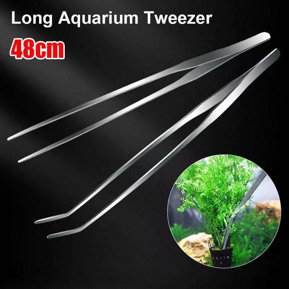 1Pcs Stainless Steel Water Grass Clip Long Tong Fish Tank Cleaning Tool  Pet Shrimp Reef Coral