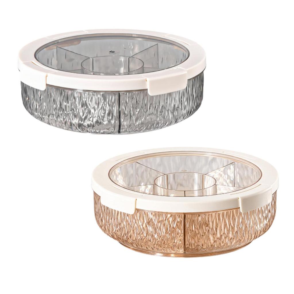 PET Divided Serving Tray with 6 Sections Luxury Home Decor Round Tray for Appetizers and Sweets