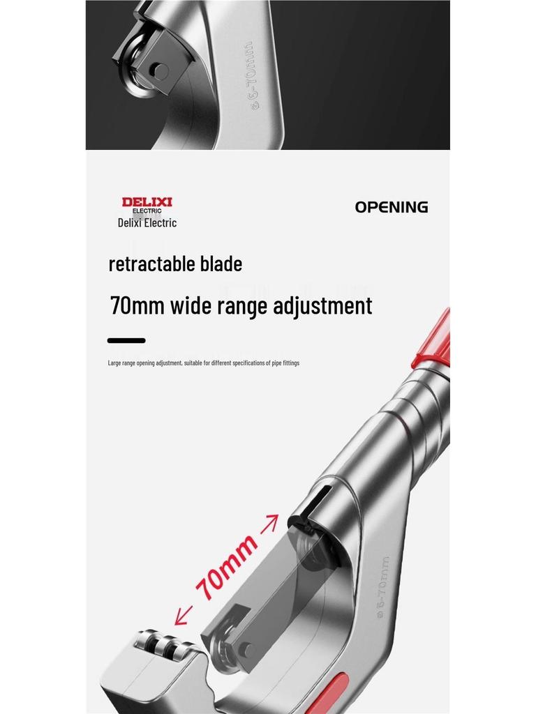 Delixi Manual Pipe Cutter: Quick-Cut for Steel, Copper, and Iron Pipes - Stainless Steel Tool