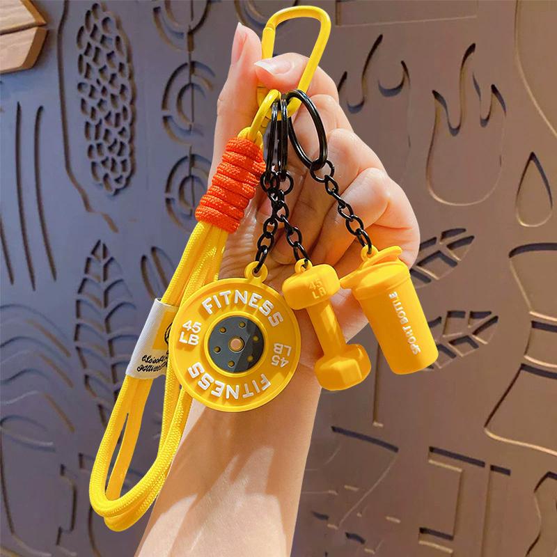 Bag Charm Hand-Woven Fitness Weight Mini Dumbbell Gym Lover DIY Girl Nylon Rope Pendant