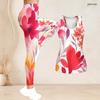 Women Plus Size Two Piece Set Scoop Neck Sleeveless Tank Top Fitted Floral Printed Pants Orange Blue Off White