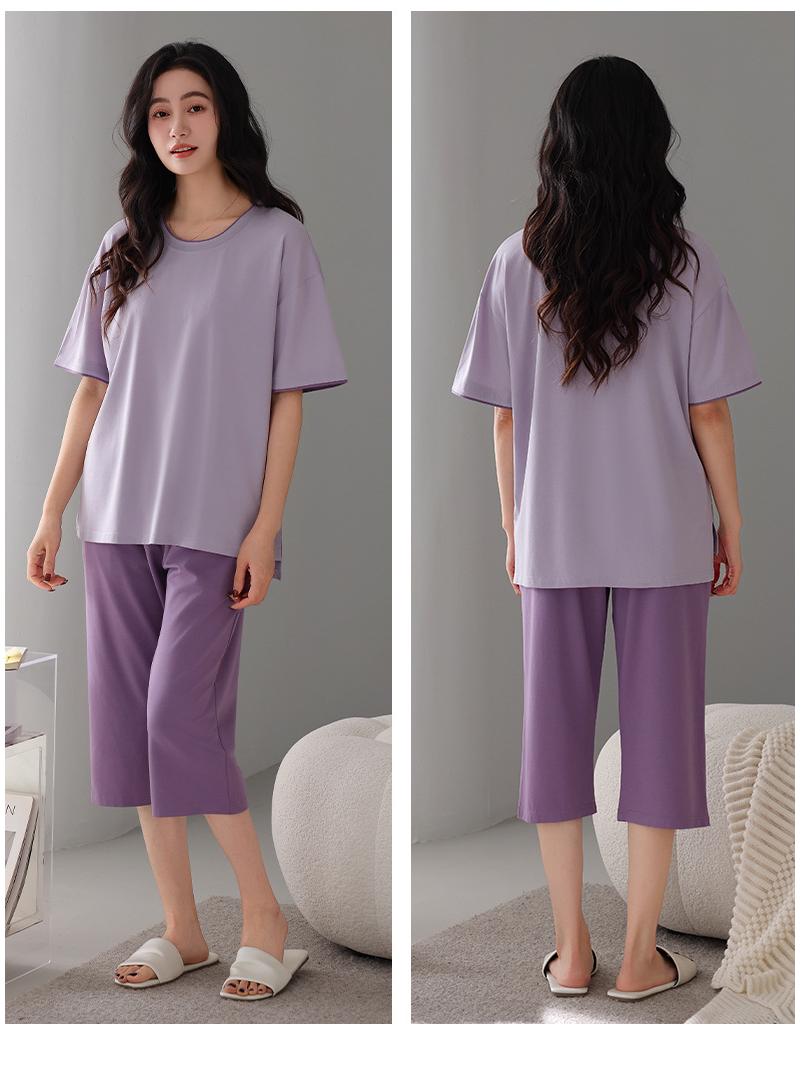 

Women s Plus Size Modal Cotton Summer Pajamas with Built-in Bra, Short Sleeves, and Cropped Pants for Indoor/Outdoor Wear 3XL (150-180 jin)