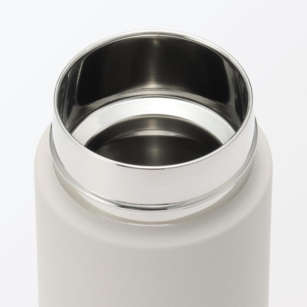 MUJI Vacuum Insulated Insulated Flat Gray 76049180 Bottle, Type, 500mL, Beige,