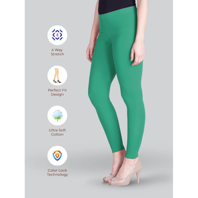 Lyra Women Solid Premium Cotton Ankle length Leggings | Mid-Waist | Fashionwear