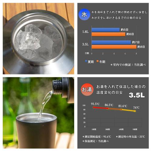 AllegiA Ice Container Jug, Outdoor Vacuum Bottle, Keeps Ice Cold for 1.8L or 3.5L, Portable, Long-Lasting, and Hot, Stainless Steel, Camping, AR-VICB