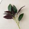 Artificial Magnolia Leaf with Purple Back - 2-Prong Faux Flower for Home Decoration, INS Style