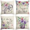 New Lavender Pillow Purple Spring and Summer Print Car Pillow Bedside Cushion Linen Pillow