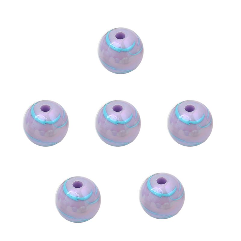 

Акриловые бусины красочные полосатые круглые бусины для DIY ожерелья, браслета, сережек, изготовления ювелирных изделий 2pcs фиолетовый