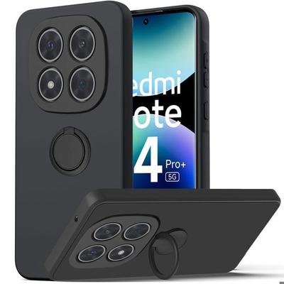 Case for Xiaomi Redmi Note 14 Pro Plus 5G/Note 14 Pro+ 5G, Liquid Silicone with Rotating Ring Black