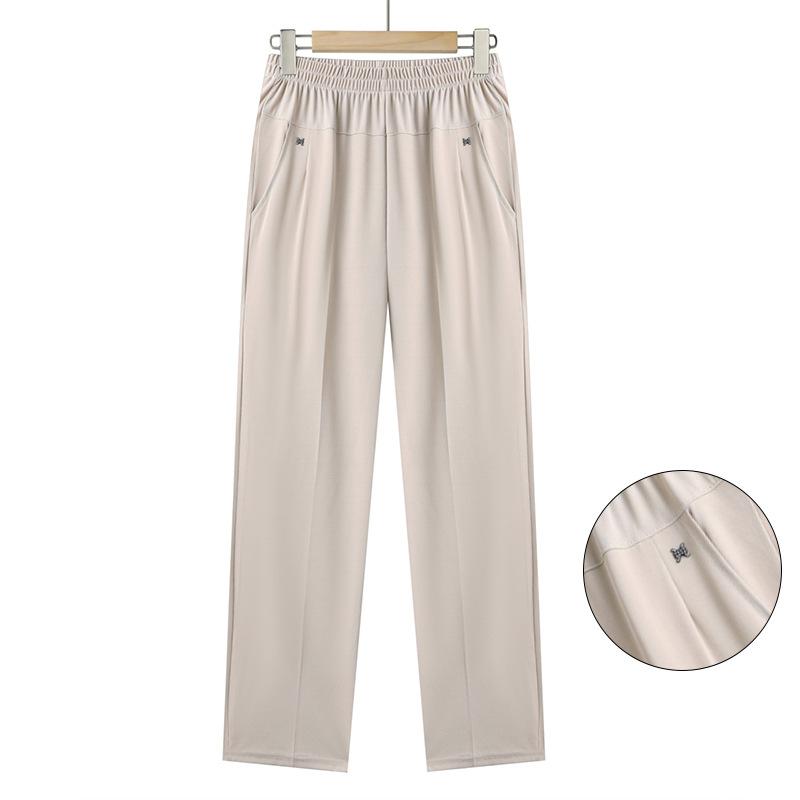 Pantalones de Mujer Pantalones de Verano Pantalones Finos de Seda de Hielo Pantalones Nueve Puntos Pantalones de Mujer Sueltos Casuales Talla Grande Pantalones Rectos