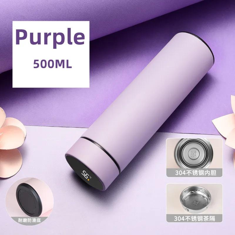 500ml Smart Temperature Display Thermos Cup Cute Children's Student Water Bottle Coffee Mug Stainless Steel Portable Drinkware