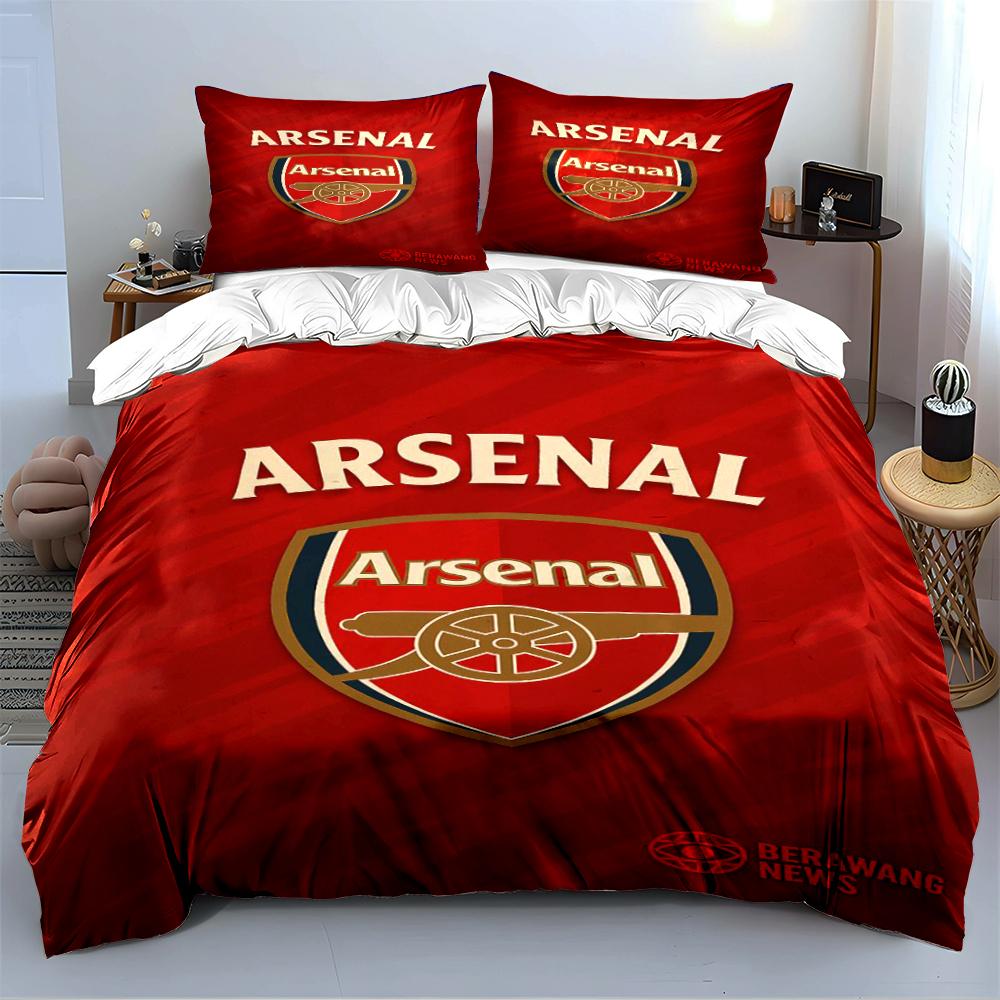 Ensemble de literie logo Arsenal rouge Ensemble de housse de couette Housse de couette Taies d'oreiller Décoration de la maison (1 * Housse de couette 2 * Taies d'oreiller, sans couette)