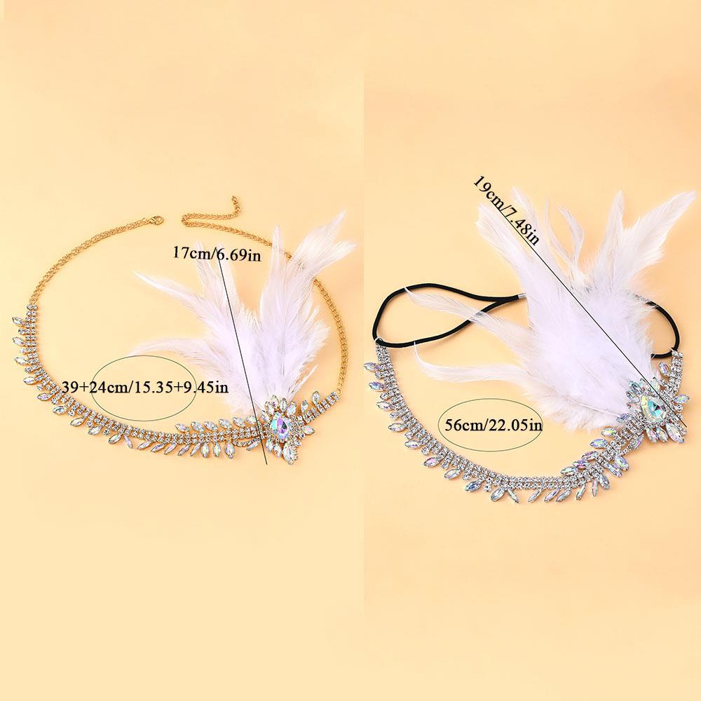 Vintage Exquisite Feather Headband Elegant Women Accessories Performance Show Crystal Sequin Masquerade Hair Band Rhinestone New