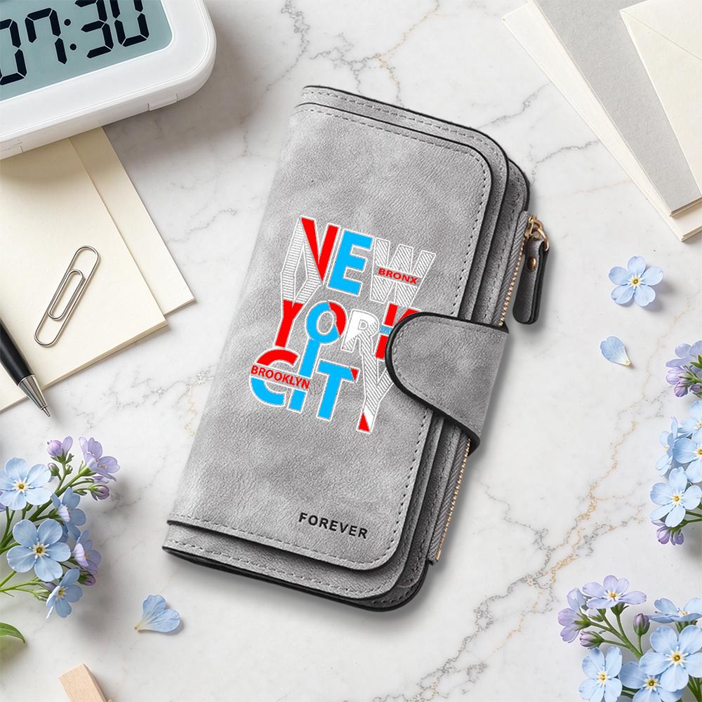 Stylish New York Themed Long Wallet for Daily Use with Card Slots Portable Casual Durable Coin Purse for Outdoor Travel