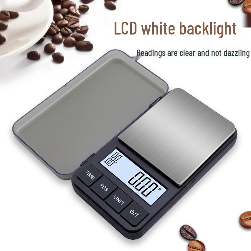 Coffee Scale Mini Precision Balance, 2kg Pocket Scale with 0.01g Accuracy, Jewelry and Carat Gold Scale for Medicinal Materials