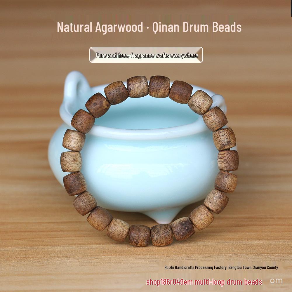 Agarwood Kynam Barrel Bead Bracelet - Stackable Rosary for Men & Women