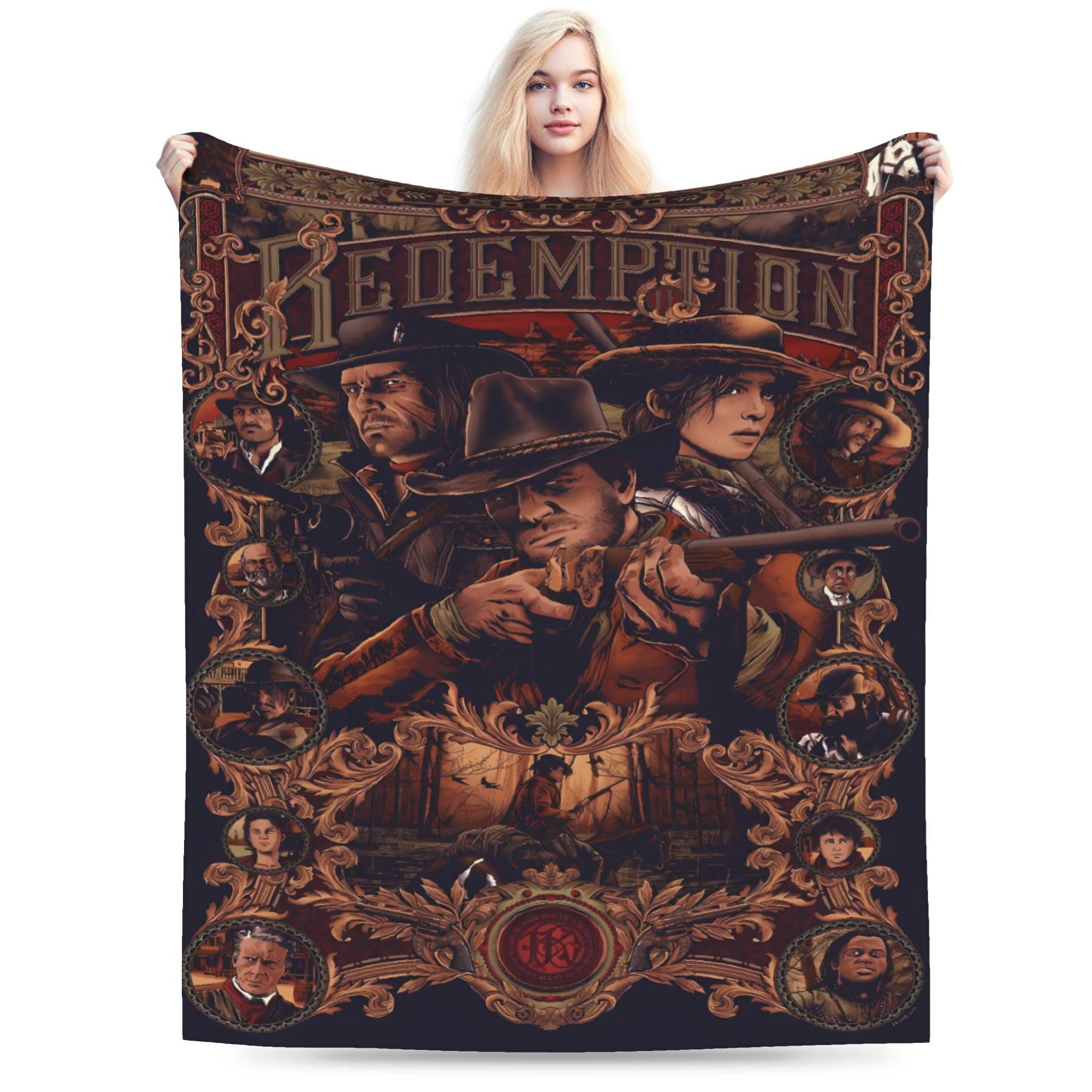 

Red Dead Redemption 2 Blanket Warm Soft Graphic Plush Bedding Throws For Bedroom Airplane Travel Flannel Bedspread Bed Cover 75x90cm