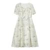 Women's New Chinese Style Floral Puff Sleeve A-Line Dress