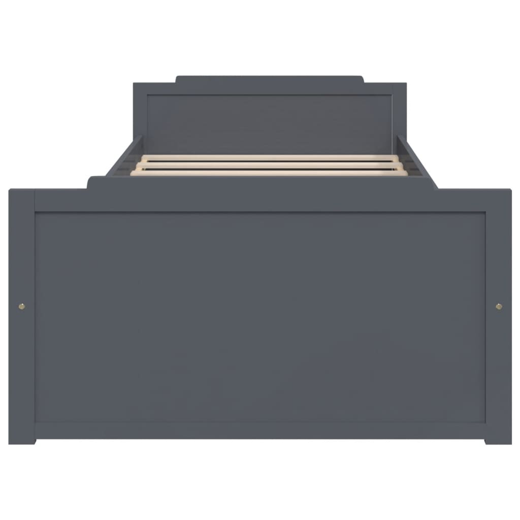 Vidaxl Bed Frame with Drawers, Dark Grey, Pine Wood, 90 X 200 Cm
