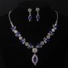 Crystal Necklace Earrings Three-piece Set Fringed Luxury Rhinestone Jewelry Collarbone Chain  Party