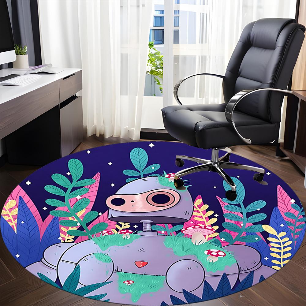1pc Robot Office Round Area Rug,  Mat Suitable For Office, Under Office Chairs Bedroom Living Room Home Decor, Room Deco